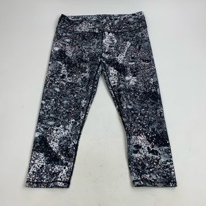 Fabletics Crop leggings Black Silver Rose Gold metallic Size Medium Stretch